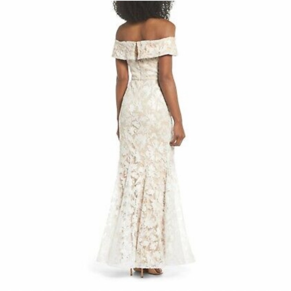 Eliza J off the shoulder lace gown.
